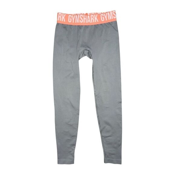 Gymshark Women’s XS Flex Low Rise Leggings Gray Peach Waistband Activewear - Picture 1 of 4